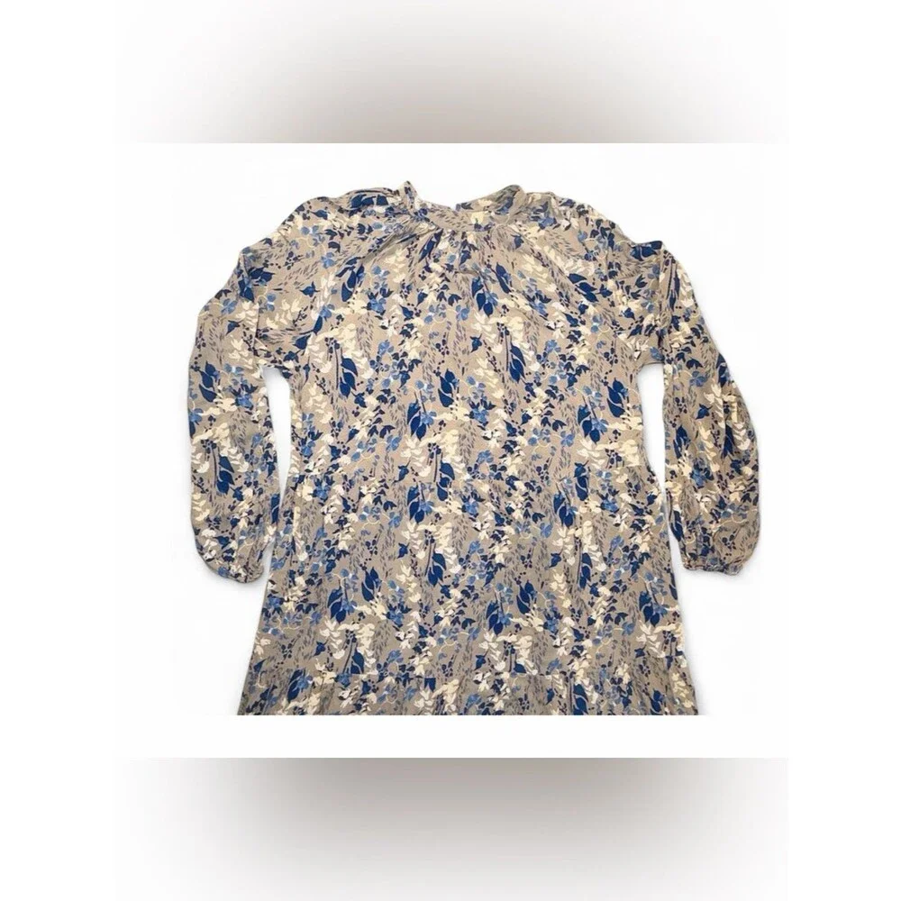 A New Day Women’s Long-Sleeve Mock Neck Floral Print  3 Tiered Maxi Dress – XS